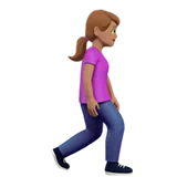 Woman Walking Facing Right: Medium Skin Tone — Apple