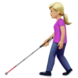 Woman with White Cane: Medium-Light Skin Tone — Apple