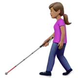 Woman with White Cane: Medium Skin Tone — Apple