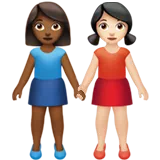 Women Holding Hands: Medium-Dark Skin Tone, Light Skin Tone — Apple