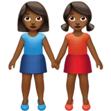 Women Holding Hands: Medium-Dark Skin Tone — Apple