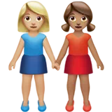 Women Holding Hands: Medium-Light Skin Tone, Medium Skin Tone — Apple