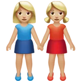Women Holding Hands: Medium-Light Skin Tone — Apple