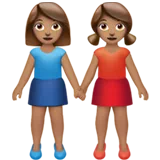 Women Holding Hands: Medium Skin Tone — Apple