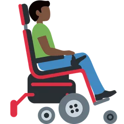 Man in Motorized Wheelchair Facing Right: Dark Skin Tone — Discord