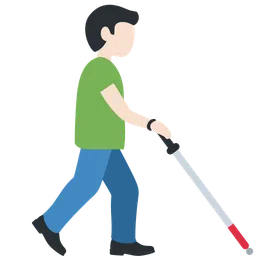 Man with White Cane Facing Right: Light Skin Tone — Discord