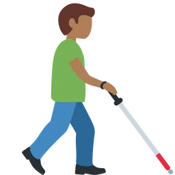Man with White Cane Facing Right: Medium-Dark Skin Tone — Discord