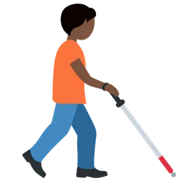 Person with White Cane Facing Right: Dark Skin Tone — Discord