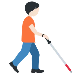 Person with White Cane Facing Right: Light Skin Tone — Discord