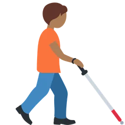 Person with White Cane Facing Right: Medium-Dark Skin Tone — Discord