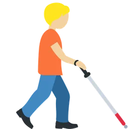 Person with White Cane Facing Right: Medium-Light Skin Tone — Discord