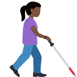 Woman with White Cane Facing Right: Dark Skin Tone — Discord