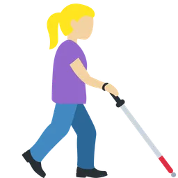 Woman with White Cane Facing Right: Medium-Light Skin Tone — Discord