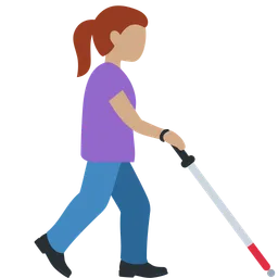 Woman with White Cane Facing Right: Medium Skin Tone — Discord