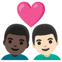 Couple with Heart: Man, Man, Dark Skin Tone, Light Skin Tone