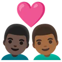 Couple with Heart: Man, Man, Dark Skin Tone, Medium-Dark Skin Tone