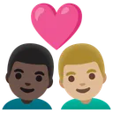 Couple with Heart: Man, Man, Dark Skin Tone, Medium-Light Skin Tone