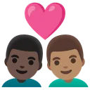 Couple with Heart: Man, Man, Dark Skin Tone, Medium Skin Tone