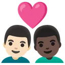 Couple with Heart: Man, Man, Light Skin Tone, Dark Skin Tone