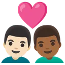 Couple with Heart: Man, Man, Light Skin Tone, Medium-Dark Skin Tone
