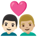 Couple with Heart: Man, Man, Light Skin Tone, Medium-Light Skin Tone