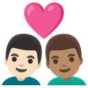 Couple with Heart: Man, Man, Light Skin Tone, Medium Skin Tone
