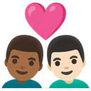 Couple with Heart: Man, Man, Medium-Dark Skin Tone, Light Skin Tone