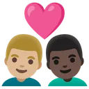 Couple with Heart: Man, Man, Medium-Light Skin Tone, Dark Skin Tone