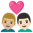 Couple with Heart: Man, Man, Medium-Light Skin Tone, Light Skin Tone