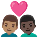 Couple with Heart: Man, Man, Medium Skin Tone, Dark Skin Tone