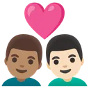 Couple with Heart: Man, Man, Medium Skin Tone, Light Skin Tone
