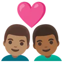 Couple with Heart: Man, Man, Medium Skin Tone, Medium-Dark Skin Tone