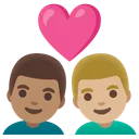 Couple with Heart: Man, Man, Medium Skin Tone, Medium-Light Skin Tone