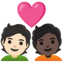 Couple with Heart: Person, Person, Light Skin Tone, Dark Skin Tone
