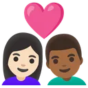 Couple with Heart: Woman, Man, Light Skin Tone, Medium-Dark Skin Tone