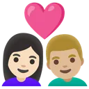 Couple with Heart: Woman, Man, Light Skin Tone, Medium-Light Skin Tone