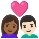 Couple with Heart: Woman, Man, Medium-Dark Skin Tone, Light Skin Tone