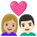 Couple with Heart: Woman, Man, Medium-Light Skin Tone, Light Skin Tone