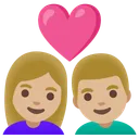 Couple with Heart: Woman, Man, Medium-Light Skin Tone