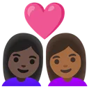 Couple with Heart: Woman, Woman, Dark Skin Tone, Medium-Dark Skin Tone