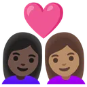 Couple with Heart: Woman, Woman, Dark Skin Tone, Medium Skin Tone