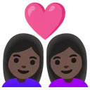 Couple with Heart: Woman, Woman, Dark Skin Tone