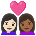 Couple with Heart: Woman, Woman, Light Skin Tone, Medium-Dark Skin Tone