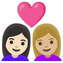 Couple with Heart: Woman, Woman, Light Skin Tone, Medium-Light Skin Tone
