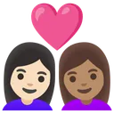 Couple with Heart: Woman, Woman, Light Skin Tone, Medium Skin Tone