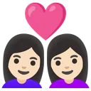 Couple with Heart: Woman, Woman, Light Skin Tone