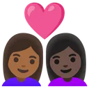 Couple with Heart: Woman, Woman, Medium-Dark Skin Tone, Dark Skin Tone