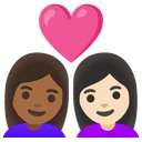 Couple with Heart: Woman, Woman, Medium-Dark Skin Tone, Light Skin Tone