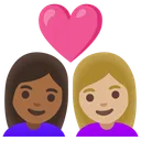 Couple with Heart: Woman, Woman, Medium-Dark Skin Tone, Medium-Light Skin Tone