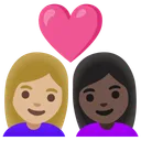 Couple with Heart: Woman, Woman, Medium-Light Skin Tone, Dark Skin Tone